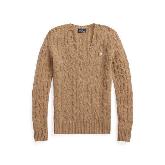 Ralph Lauren Cable-knit Wool-Cashmere V-Neck Sweater - XS